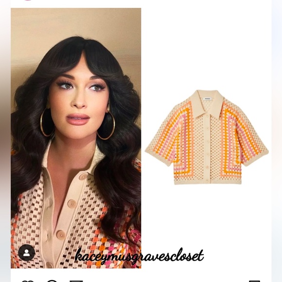 sandro sacramento crochet cardigan knit luke button down collared crop top - Picture 12 of 12